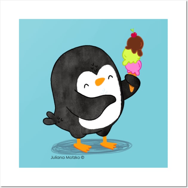 Penguin with Ice Cream Wall Art by thepenguinsfamily